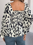Casual Floral Long-Sleeved Ruffled Top