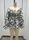 Casual Floral Long-Sleeved Ruffled Top