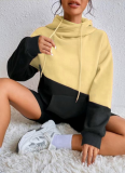 New Autumn Style Stitching Drawstring Loose Casual Hooded Sweatshirt