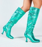 2024 Autumn and Winter High Heel Square Toe High Boots