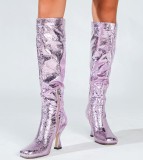 2024 Autumn and Winter High Heel Square Toe High Boots