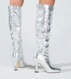 2024 Autumn and Winter High Heel Square Toe High Boots