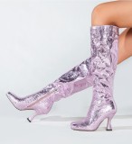 2024 Autumn and Winter High Heel Square Toe High Boots