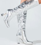 2024 Autumn and Winter High Heel Square Toe High Boots