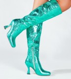 2024 Autumn and Winter High Heel Square Toe High Boots