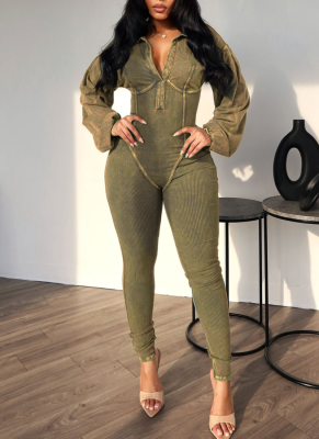 Sexy Deep V-Neck Tight Long Sleeve Autumn/Winter One-Piece Pants