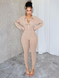 Sexy Deep V-Neck Tight Long Sleeve Autumn/Winter One-Piece Pants