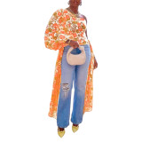 Sexy Digital Print Single Sleeve Bell Sleeve Top