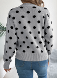 Autumn And Winter Casual Contrast Color Polka Dot Long Sleeve Pullover Sweater