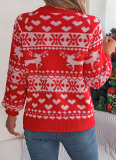 Autumn and Winter Christmas Deer Pattern Long Sleeve Pullover Sweater