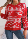 Autumn and Winter Christmas Deer Pattern Long Sleeve Pullover Sweater