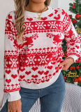 Autumn and Winter Christmas Deer Pattern Long Sleeve Pullover Sweater