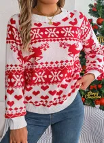 Autumn and Winter Christmas Deer Pattern Long Sleeve Pullover Sweater