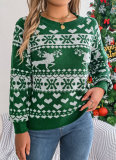 Autumn and Winter Christmas Deer Pattern Long Sleeve Pullover Sweater
