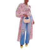Sexy Digital Print Single Sleeve Bell Sleeve Top