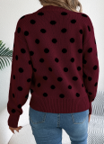Autumn And Winter Casual Contrast Color Polka Dot Long Sleeve Pullover Sweater