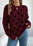 Autumn And Winter Casual Contrast Color Polka Dot Long Sleeve Pullover Sweater