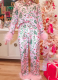 Christmas Satin Printed Casual Long Sleeve Pants Bathrobe Set