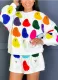 Halloween Ghost Print Long Sleeve Sweatshirt Shorts Set