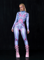 Sexy Tight Round Neck Long Sleeve Slim Fit Halloween Jumpsuit