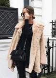 Long Fashionable Fur Plush Warm Temperament Casual Loose Coat
