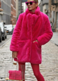 Long Fashionable Fur Plush Warm Temperament Casual Loose Coat