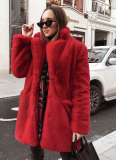 Long Fashionable Fur Plush Warm Temperament Casual Loose Coat