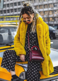 Long Fashionable Fur Plush Warm Temperament Casual Loose Coat