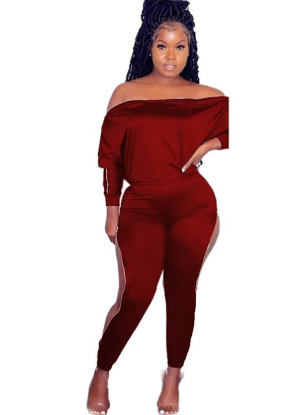 Fashionable Solid Color Side Zipper Suit