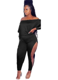 Fashionable Solid Color Side Zipper Suit