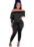 Fashionable Solid Color Side Zipper Suit