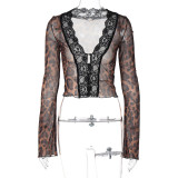 Lace-trimmed Sexy Mesh Cardigan T-shirt