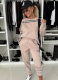 Casual Colorblock Round Neck Long-Sleeved Sweatshirt Sports Elastic Pants Two-Piece Set