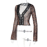 Lace-trimmed Sexy Mesh Cardigan T-shirt