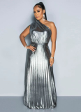 Fashion V-Neck Sleeveless Slim Fit Pleated Dress