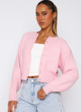 Comfortable And Casual Solid Color Wool Cardigan Short Sweater Jacket