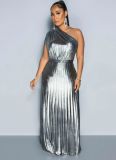 Fashion V-Neck Sleeveless Slim Fit Pleated Dress
