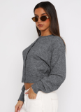 Comfortable And Casual Solid Color Wool Cardigan Short Sweater Jacket
