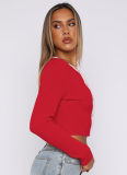 Comfortable And Casual Solid Color Wool Cardigan Contrast Color Short Sweater Top
