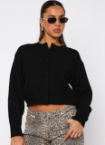 Comfortable And Casual Solid Color Wool Cardigan Short Sweater Jacket