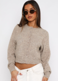 Comfortable And Casual Solid Color Wool Cardigan Short Sweater Jacket