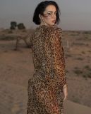 Sexy Chiffon Leopard Print Ruffle Front Slit Dress