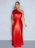 Fashion V-Neck Sleeveless Slim Fit Pleated Dress