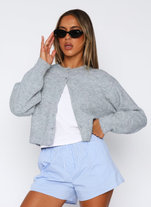 Comfortable And Casual Solid Color Wool Cardigan Short Sweater Jacket