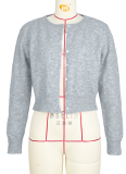 Comfortable And Casual Solid Color Wool Cardigan Short Sweater Jacket