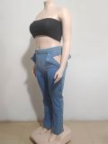 Fashionable Street Style Double Side Button Closure Jeans