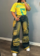 Personalized Multi-pocket High-waisted Straight-leg Jeans With Dyed-on