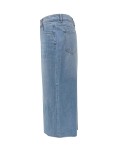 High Waist Washed Slit A-line Denim Skirt