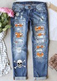 Mid-rise Straight-leg Jeans With Ripped Print Patches