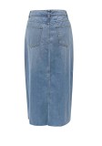 High Waist Washed Slit A-line Denim Skirt